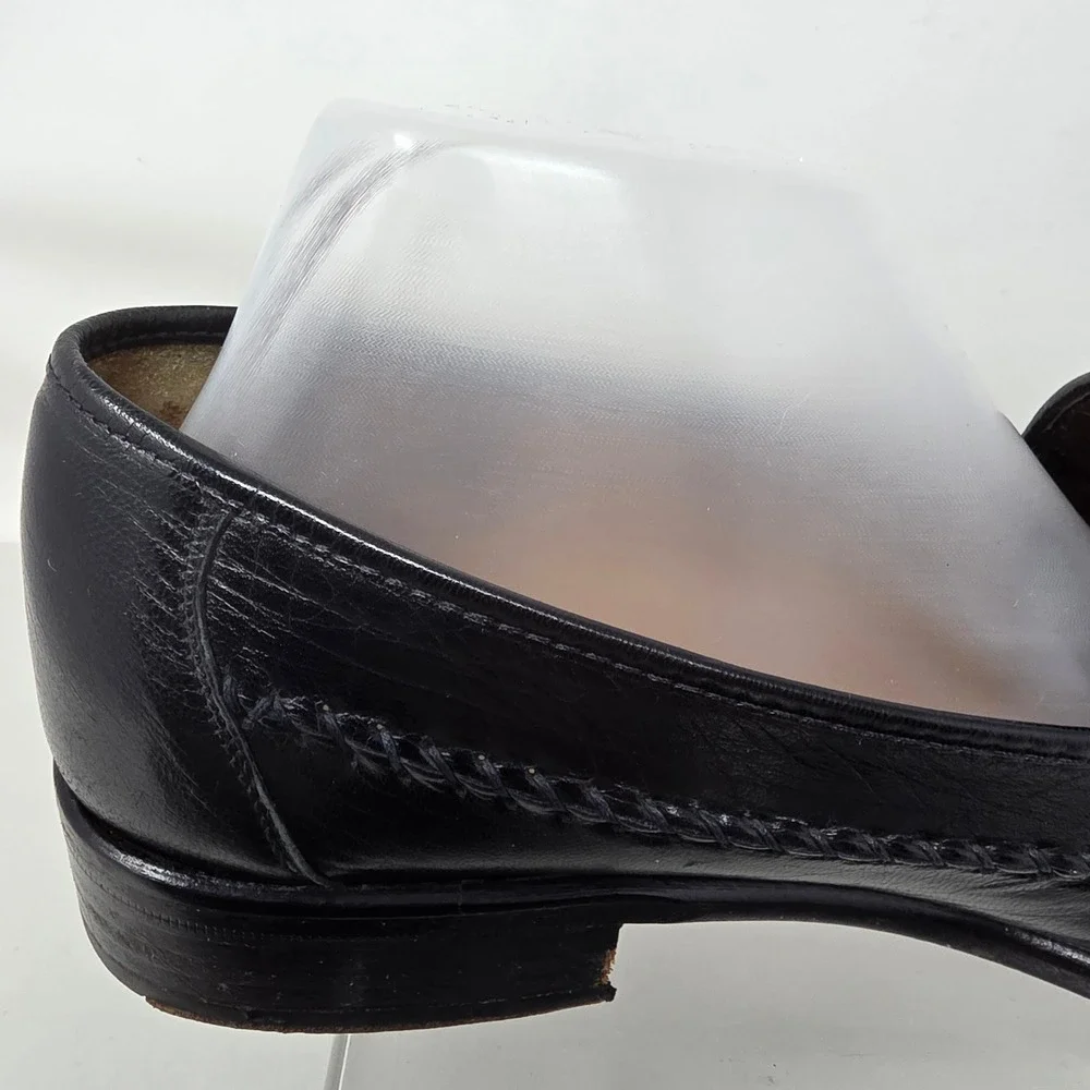 David Eden Loafers Mens 9 Black Crocodile Leather Exotic Penny Moccasin Good